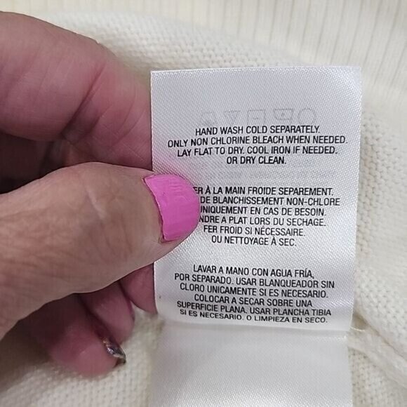 T Tahari Sweater Ivory Long Sleeve Cold Shoulder Turtleneck Women's Medium - Picture 8 of 10